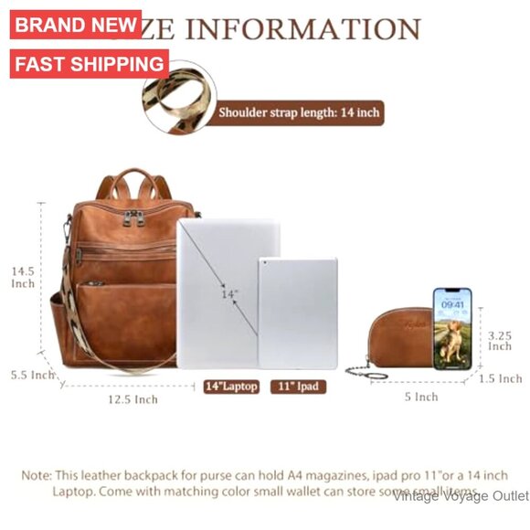 Faux Leather Convertible Backpack Purse, Large Capacity Anti-Theft Work Travel main image 5